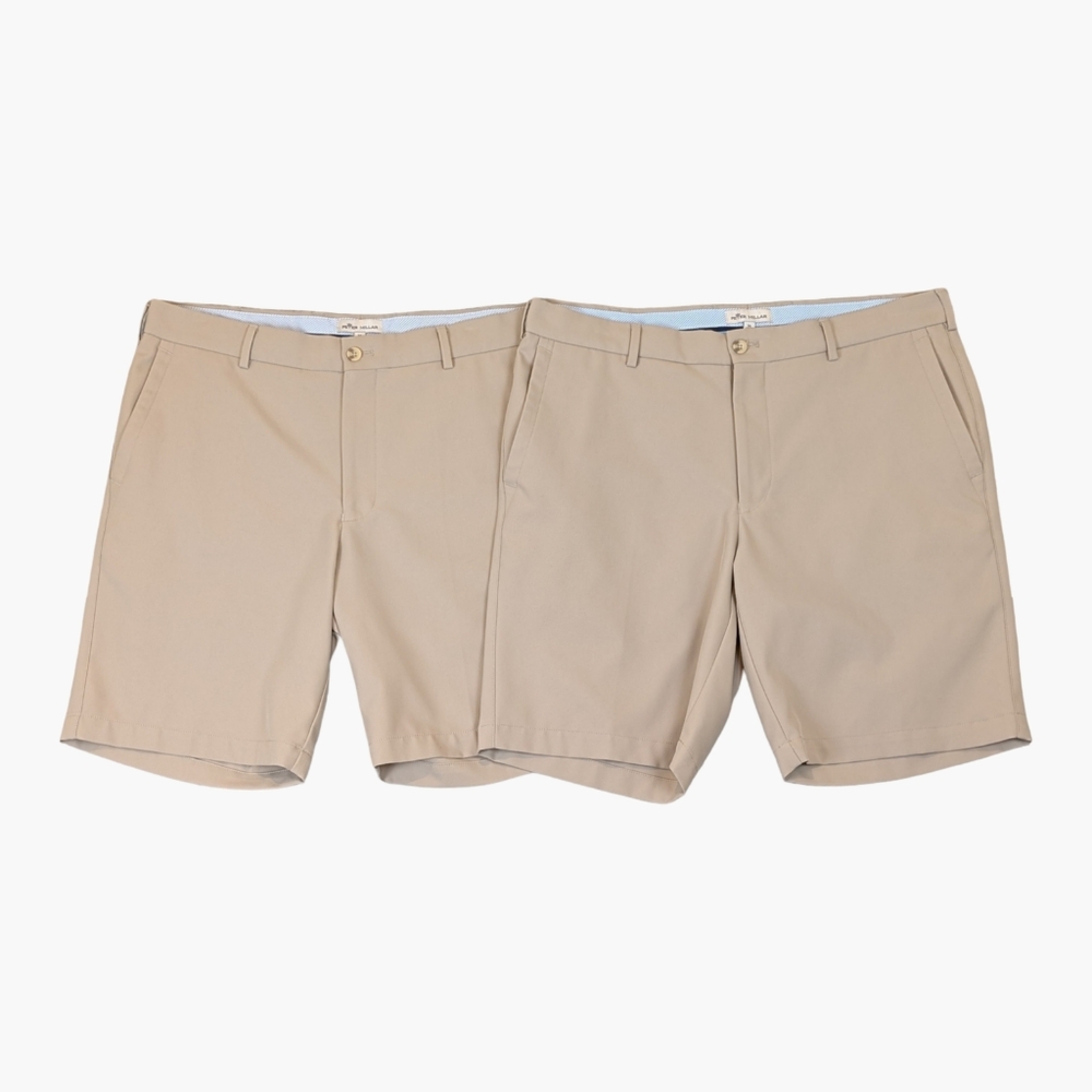 Peter Millar Salem Performance Golf Shorts Lot of 2 Mens 34 Khaki Chino 9" *READ